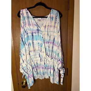 Flowy tie dye off shoulder blouse, size 24